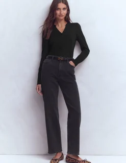 Boden Tops & T-Shirts-Top ultra-doux à col tunisien ouvert Noir