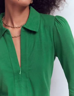Boden Tenues De Travail|Tops & T-Shirts-Top ultra-doux à col zippé Vert frais