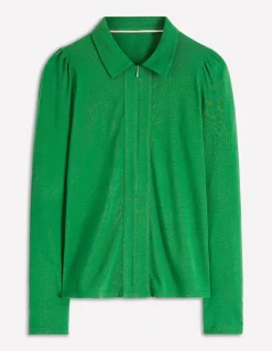 Boden Tenues De Travail|Tops & T-Shirts-Top ultra-doux à col zippé Vert frais