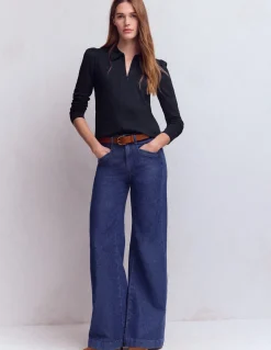 Boden Tenues De Travail|Tops & T-Shirts-Top ultra-doux à col zippé Bleu marine