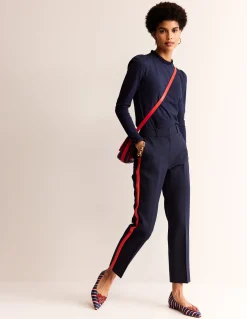 Boden Tops & T-Shirts-Top volanté ultra-doux Bleu Marine, Petits Pois