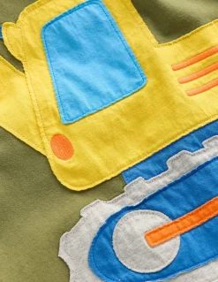 Boden Tops & T-Shirts-T-shirt à appliqué fun Pelleteuse vert veinard