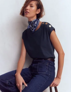 Boden Tops & T-Shirts-T-shirt à boutons Bleu marine