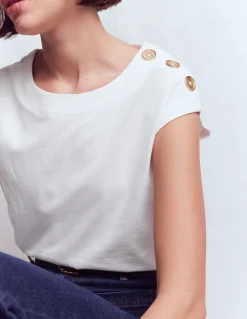 Boden Tops & T-Shirts-T-shirt à boutons Blanc