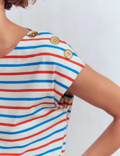 Boden Tops & T-Shirts-T-shirt à boutons Pétard, bleu martin-pêcheur