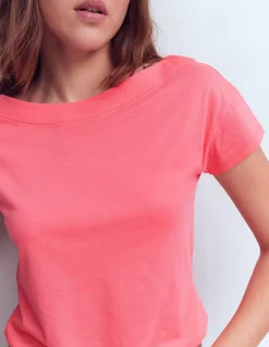 Boden Tops & T-Shirts-T-shirt à col bateau ultra-doux Rose azalée