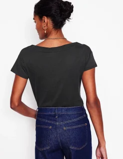 Boden Tops & T-Shirts-T-shirt à col bateau ultra-doux Noir