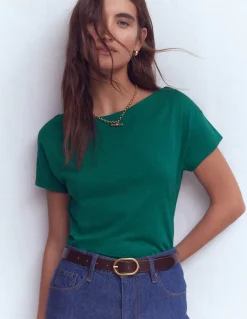 Boden Tops & T-Shirts-T-shirt à col bateau ultra-doux Bleu sarcelle profond