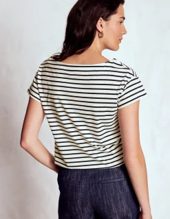 Boden Tops & T-Shirts-T-shirt à col bateau ultra-doux Ivoire, rayé bleu marine