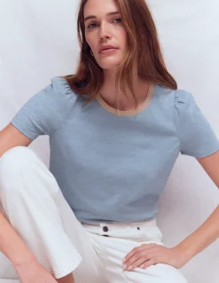 Boden Tops & T-Shirts-T-shirt à détails métallisés Bleu français