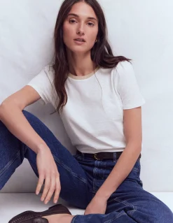 Boden Tops & T-Shirts-T-shirt à détails métallisés Blanc