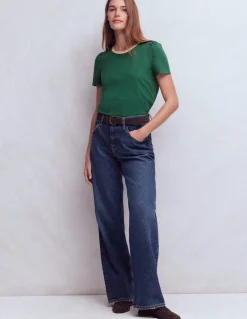 Boden Tops & T-Shirts-T-shirt à détails métallisés Vert trekking