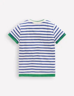 Boden Tops & T-Shirts-T-shirt à effet superposé Bleu vif/ivoire