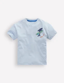 Boden Tops & T-Shirts-T-shirt à imprimé recto verso Requin surfeur brume du Niagara