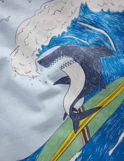 Boden Tops & T-Shirts-T-shirt à imprimé recto verso Requin surfeur brume du Niagara