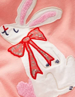 Boden Tops & T-Shirts-T-shirt à manches bouffantes et appliqué Lapin rose