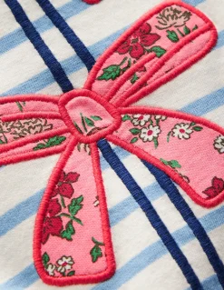 Boden Tops & T-Shirts-T-shirt à manches bouffantes et appliqué Ivoire doux/bleu glacier