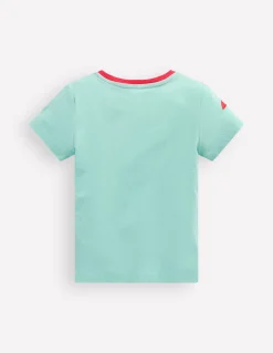 Boden Tops & T-Shirts-T-shirt à manches courtes et appliqué fun Crabe vert menthe