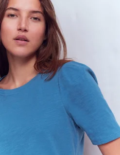 Boden Tops & T-Shirts-T-shirt à manches plissées Bleu Vallarta