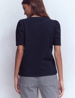 Boden Tops & T-Shirts-T-shirt à manches plissées Bleu marine