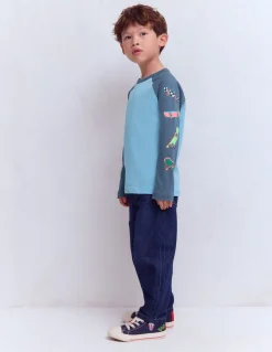 Boden Tops & T-Shirts-T-shirt à manches raglan imprimées Skates week-end bleu