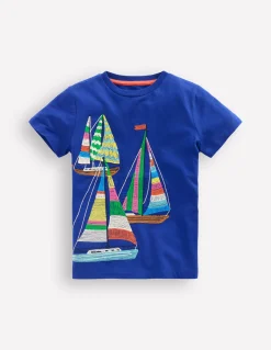 Boden Tops & T-Shirts-T-shirt à super surpiqûres Bateaux bleu mazarine