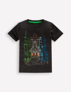 Boden Tops & T-Shirts-T-shirt à surpiqûres linéaires Fusée gris ombre