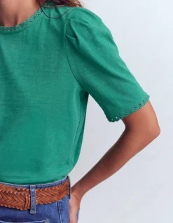 Boden Tops & T-Shirts-T-shirt Ali festonné Bleu sarcelle profond