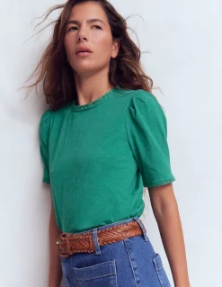 Boden Tops & T-Shirts-T-shirt Ali festonné Bleu sarcelle profond