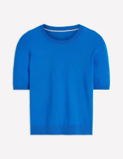 Boden Tenues De Travail|Pulls & Gilets-T-shirt col rond Emilia en coton Bleu Martin-pêcheur