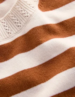 Boden Tenues De Travail|Pulls & Gilets-T-shirt col rond Emilia en coton Cognac/ivoire chaud