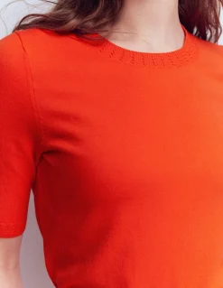 Boden Tenues De Travail|Pulls & Gilets-T-shirt col rond Emilia en coton Orange coucher de soleil