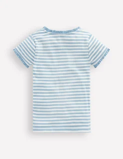 Boden Tops & T-Shirts-T-shirt côtelé à manches courtes Rayé bleu glacier