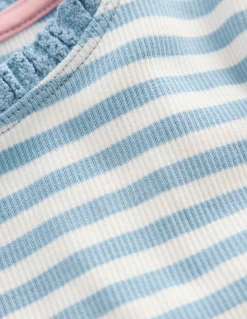 Boden Tops & T-Shirts-T-shirt côtelé à manches courtes Rayé bleu glacier
