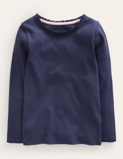 Boden Tops & T-Shirts-T-shirt côtelé à manches longues Aristocratic Blue/ Ivory Stripe