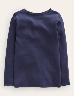 Boden Tops & T-Shirts-T-shirt côtelé à manches longues Aristocratic Blue/ Ivory Stripe