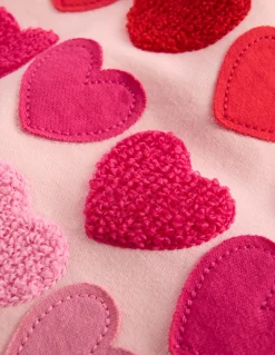 Boden Tops & T-Shirts-T-shirt décontracté à appliqué Arc-en-ciel cœur rose craie