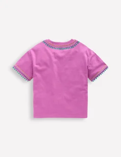 Boden Tops & T-Shirts-T-shirt décontracté brodé Orchidée éclatante