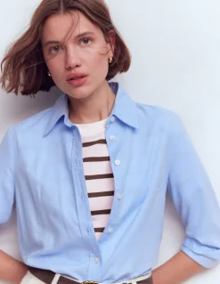 Boden Tops & T-Shirts-T-shirt décontracté en coton Rayé marron et ivoire