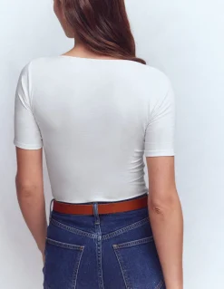 Boden Tenues De Travail|Tops & T-Shirts-T-shirt double épaisseur à col carré Blanc