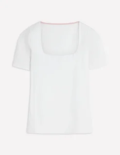 Boden Tenues De Travail|Tops & T-Shirts-T-shirt double épaisseur à col carré Blanc