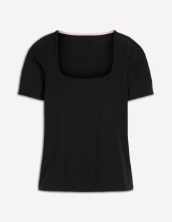 Boden Tenues De Travail|Tops & T-Shirts-T-shirt double épaisseur à col carré Noir