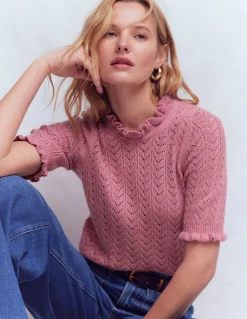 Boden Pulls & Gilets-T-shirt Eloise à volants Orchideenrosa