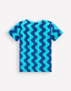 Boden Tops & T-Shirts|Ensembles Assortis-T-shirt en éponge à manches courtes Vagues bleu