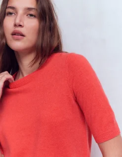 Boden Cachemire|Pulls & Gilets-T-shirt Eva en cachemire Orange ardent chiné