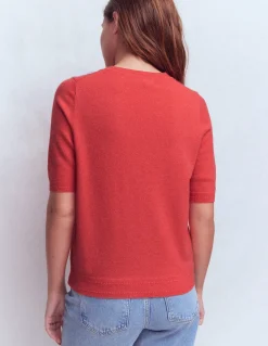 Boden Cachemire|Pulls & Gilets-T-shirt Eva en cachemire Orange ardent chiné