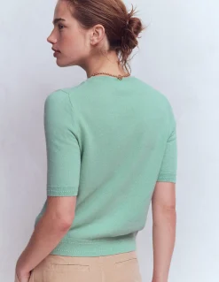 Boden Cachemire|Tenues De Travail-T-shirt Eva en cachemire Bleu céladon