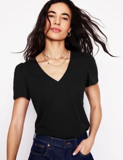 Boden Tops & T-Shirts-T-shirt flammé Sophie à col V Noir