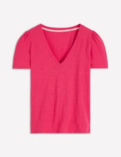 Boden Tops & T-Shirts-T-shirt flammé Sophie à col V Rose virtuel