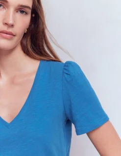 Boden Tops & T-Shirts-T-shirt flammé Sophie à col V Bleu Vallarta